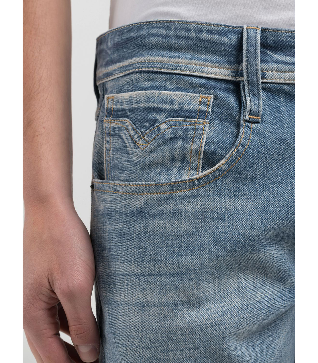 スリムフィットANBASS 10.5oz AIプリントストレッチデニム 詳細画像 ブルー 6